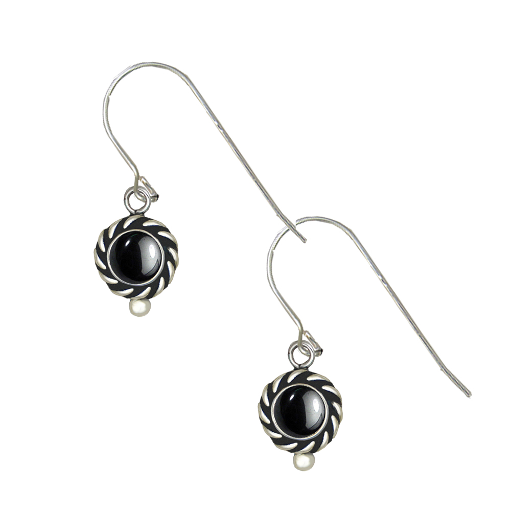 Sterling Silver Little Hematite Gemstone Drop Dangle Earrings